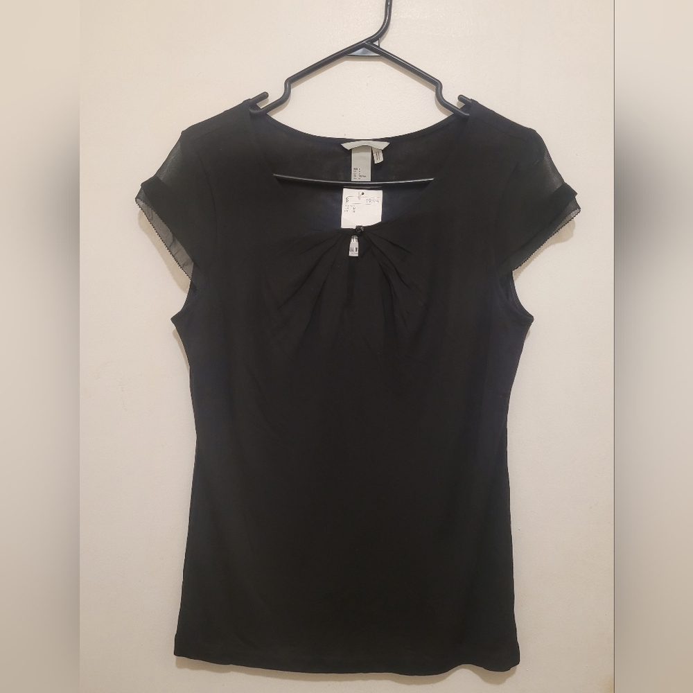 H&M Black Sheer Sleeve Blouse – Size M
